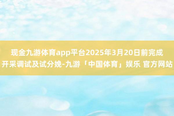 现金九游体育app平台2025年3月20日前完成开采调试及试分娩-九游「中国体育」娱乐 官方网站